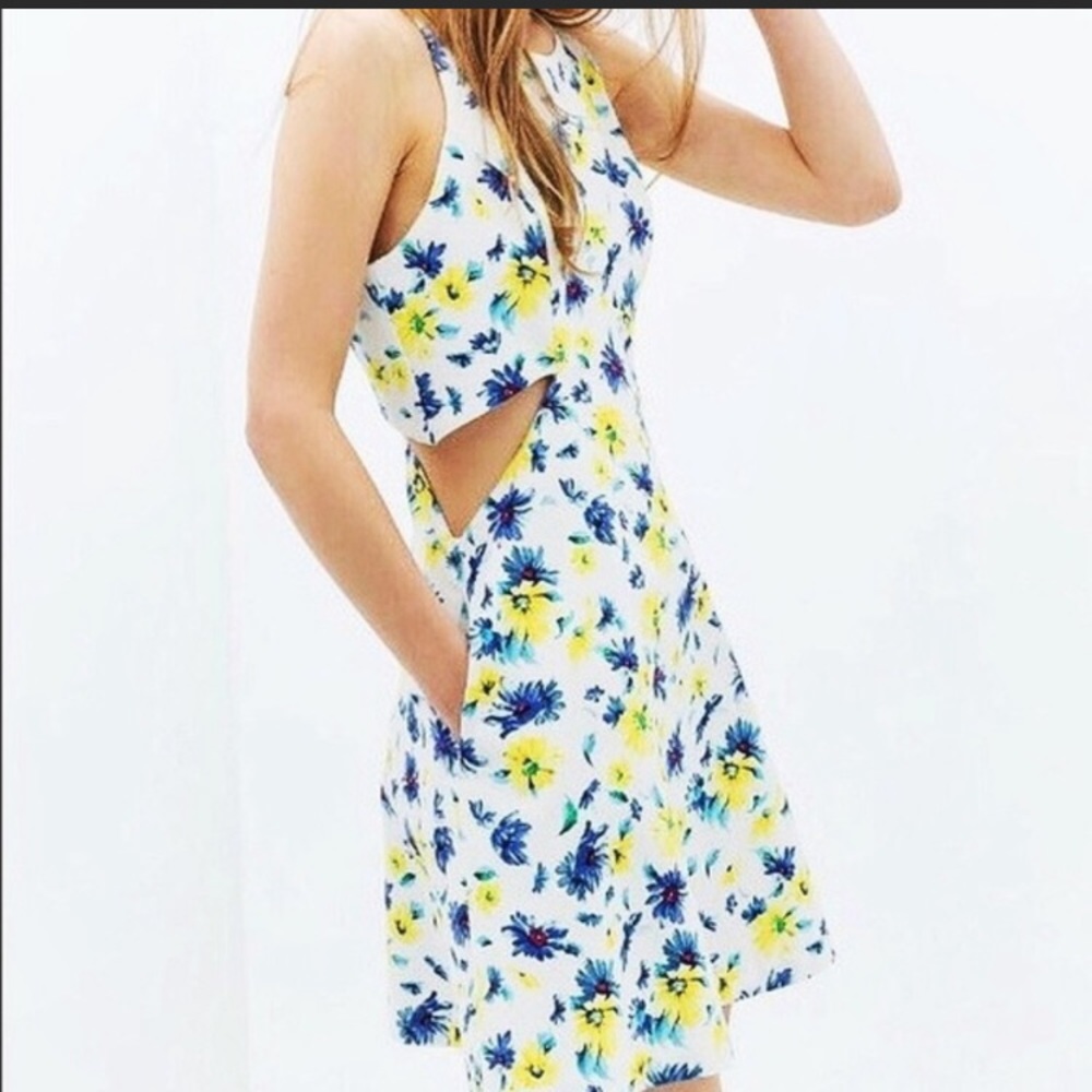 Zara Yellow and blue floral dress